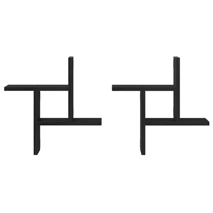 Wandregale 2 Stk. Schwarz Eichen-Optik 38x12x38cm Holzwerkstoff