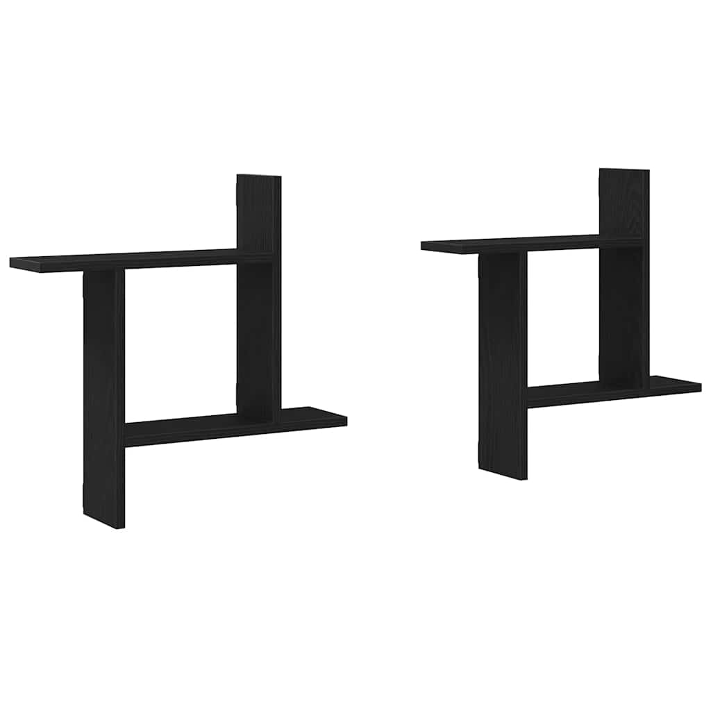 Wandregale 2 Stk. Schwarz Eichen-Optik 50x12x50cm Holzwerkstoff