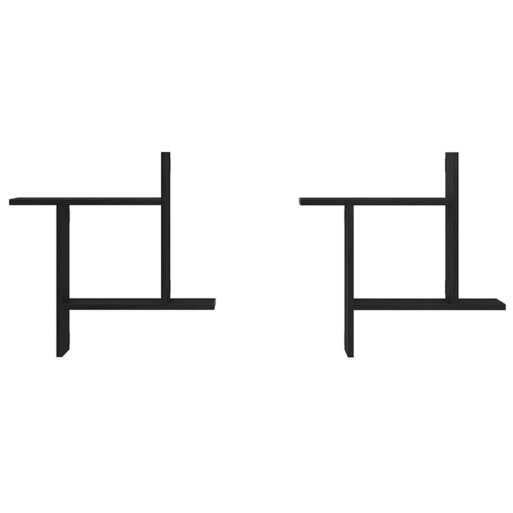 Wandregale 2 Stk. Schwarz Eichen-Optik 50x12x50cm Holzwerkstoff