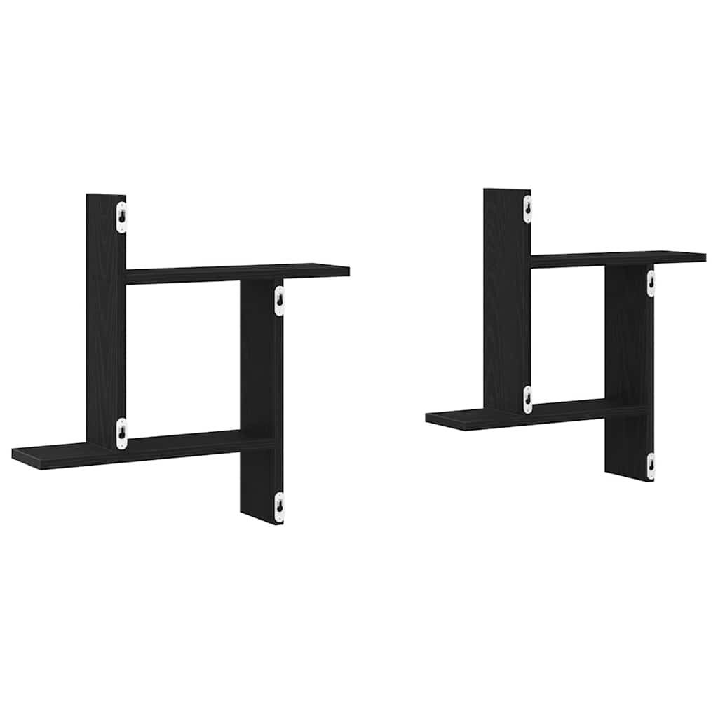 Wandregale 2 Stk. Schwarz Eichen-Optik 50x12x50cm Holzwerkstoff