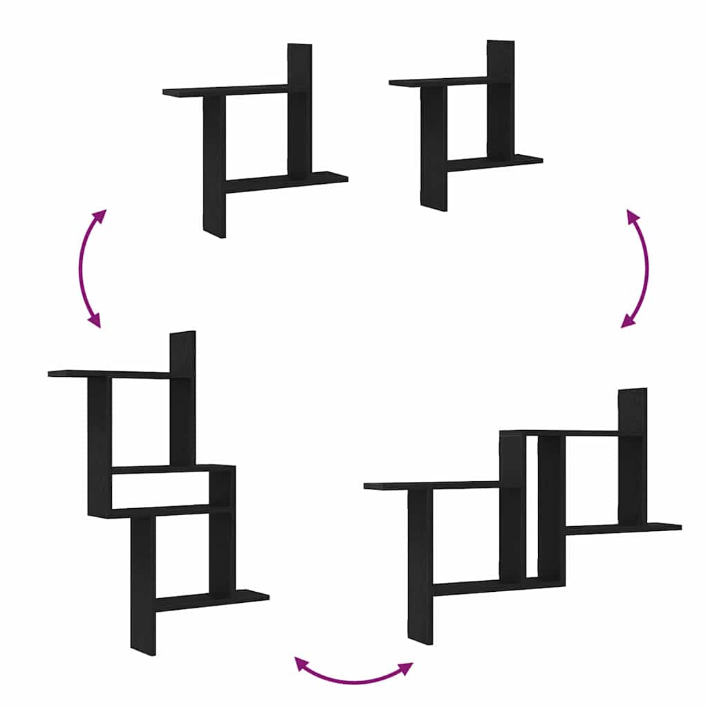 Wandregale 2 Stk. Schwarz Eichen-Optik 50x12x50cm Holzwerkstoff