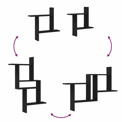 Wandregale 2 Stk. Schwarz Eichen-Optik 50x12x50cm Holzwerkstoff