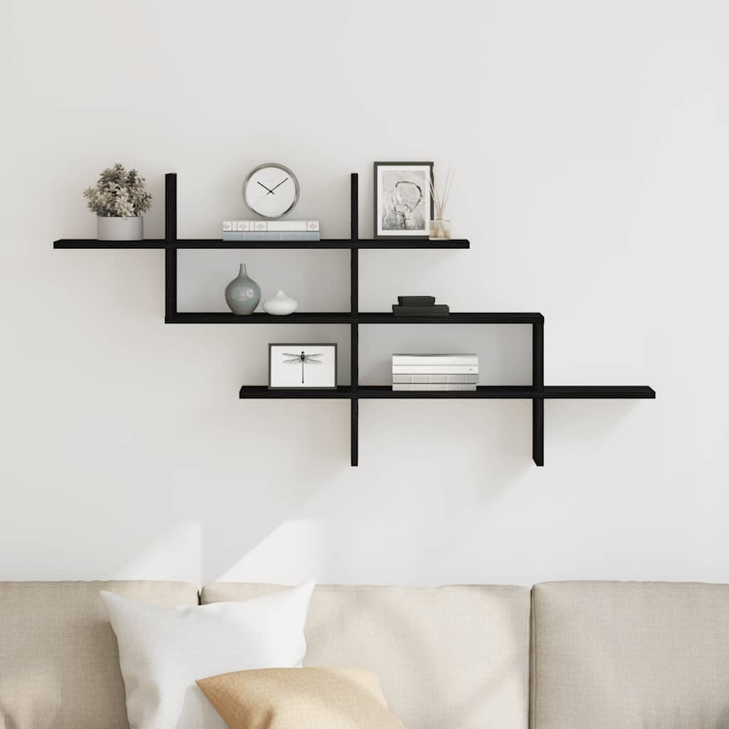 Wandregal Schwarz Eichen-Optik 124,5x18x60,5 cm Holzwerkstoff