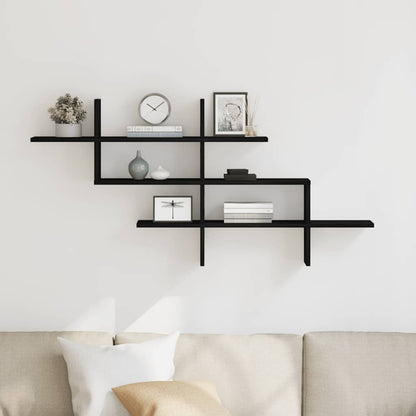 Wandregal Schwarz Eichen-Optik 124,5x18x60,5 cm Holzwerkstoff