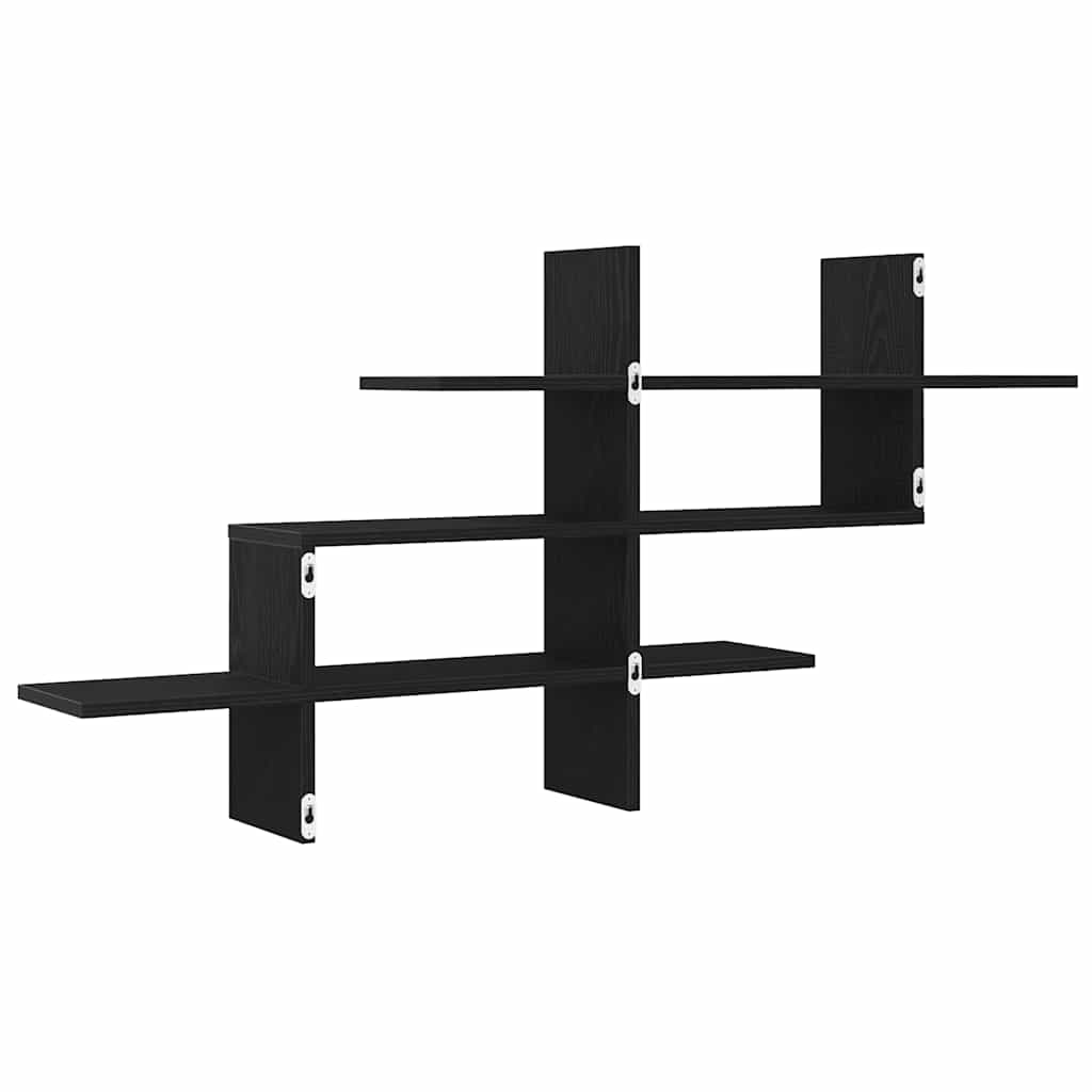 Wandregal Schwarz Eichen-Optik 124,5x18x60,5 cm Holzwerkstoff