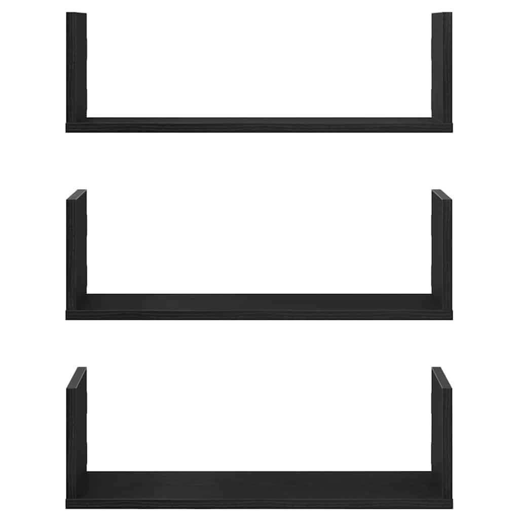 Wandregale 3 Stk. Schwarz Eichen-Optik 58x18x18cm Holzwerkstoff