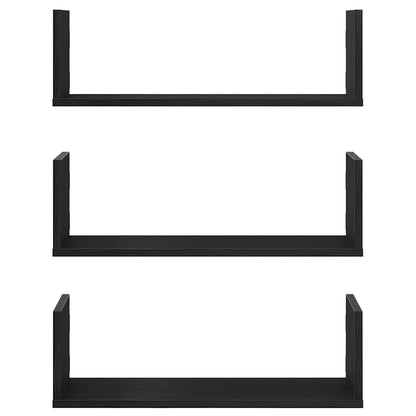 Wandregale 3 Stk. Schwarz Eichen-Optik 58x18x18cm Holzwerkstoff