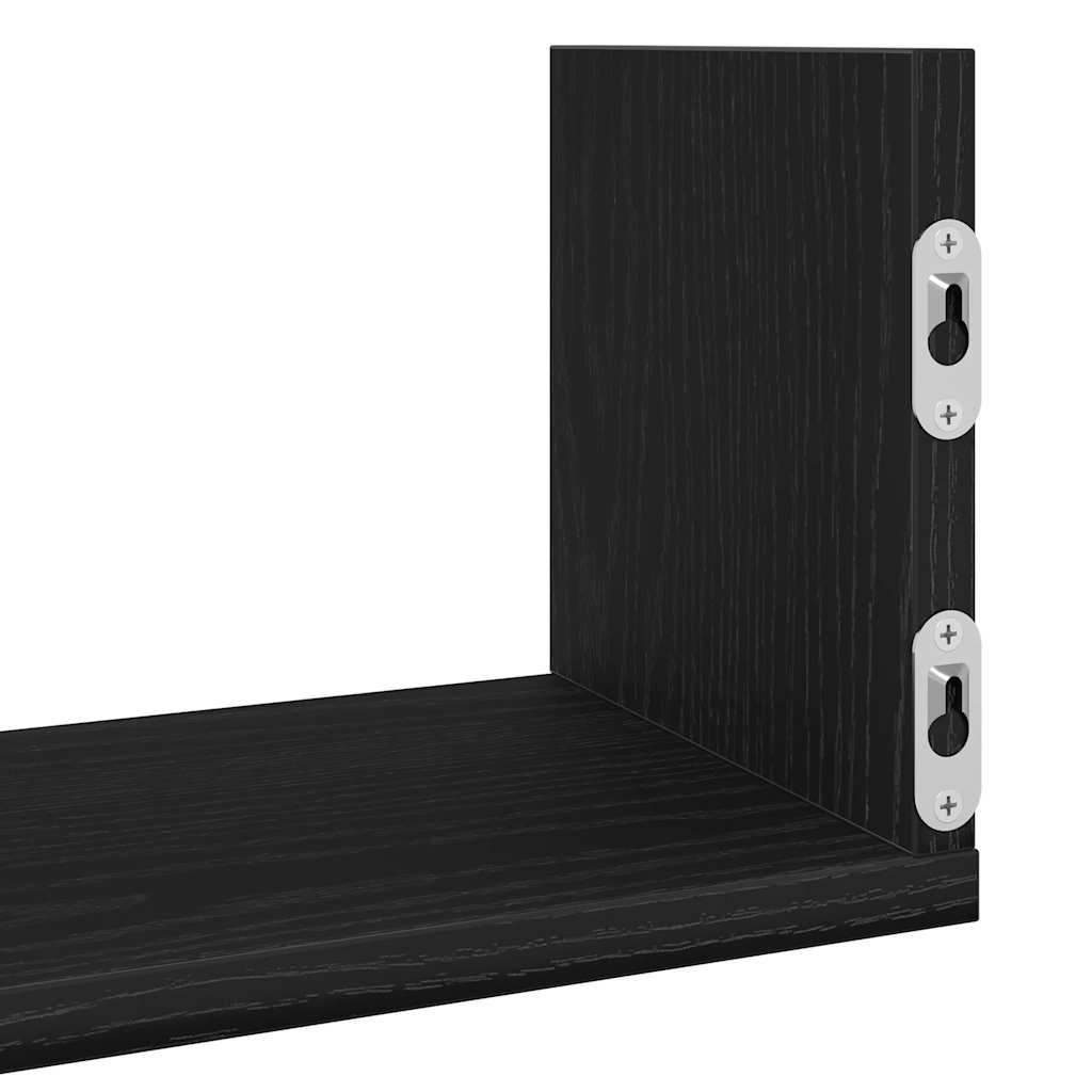 Wandregale 3 Stk. Schwarz Eichen-Optik 58x18x18cm Holzwerkstoff