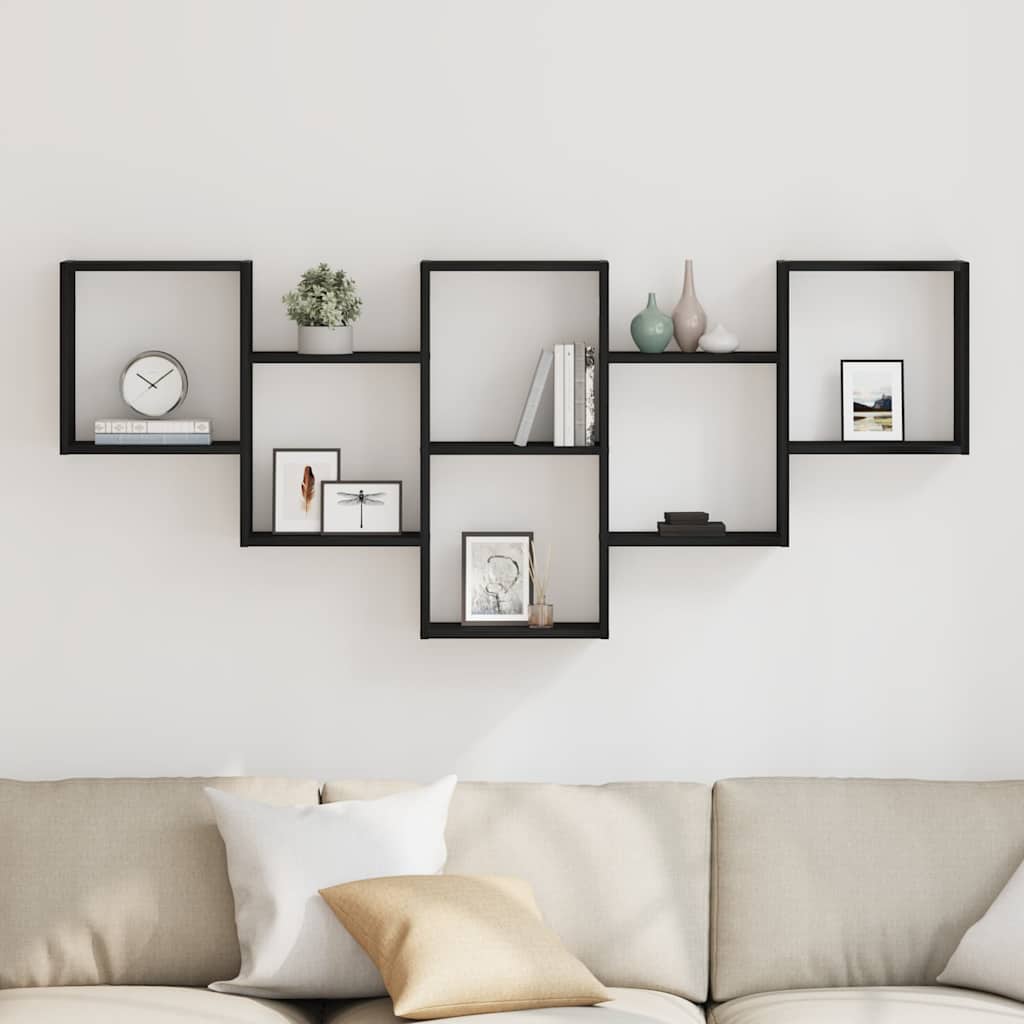 Wandregal Schwarz Eichen-Optik 159x18x66 cm Holzwerkstoff