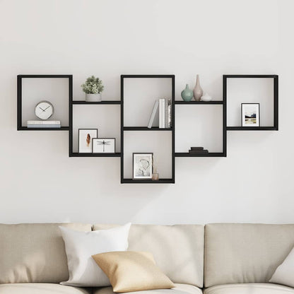 Wandregal Schwarz Eichen-Optik 159x18x66 cm Holzwerkstoff