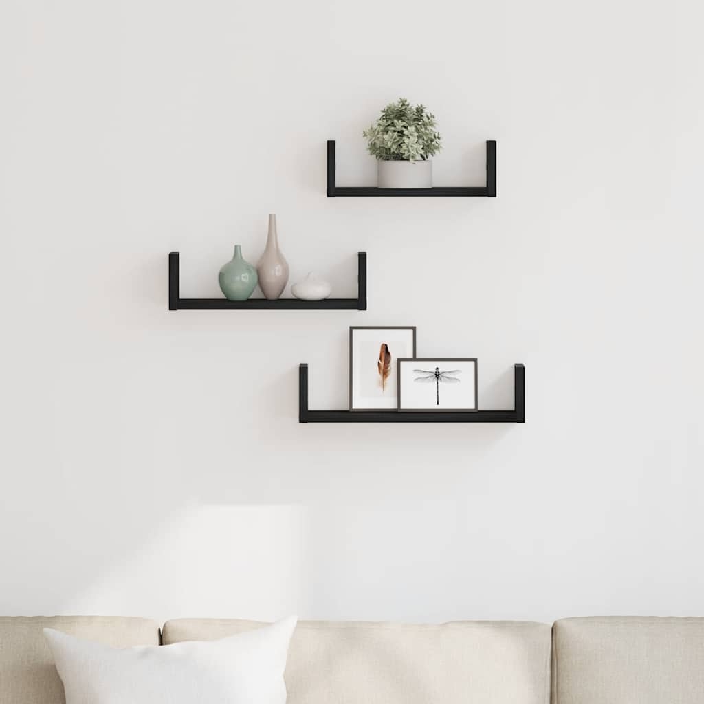 Wandregale 3 Stk. Schwarz Eichen-Optik Holzwerkstoff