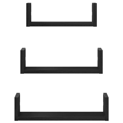 Wandregale 3 Stk. Schwarz Eichen-Optik Holzwerkstoff