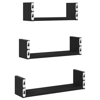 Wandregale 3 Stk. Schwarz Eichen-Optik Holzwerkstoff