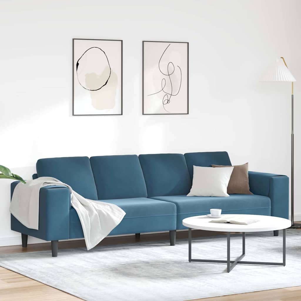Sofa Set Blau Samt
