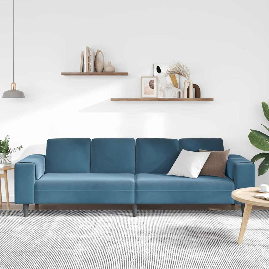 Sofa Set Blau Samt