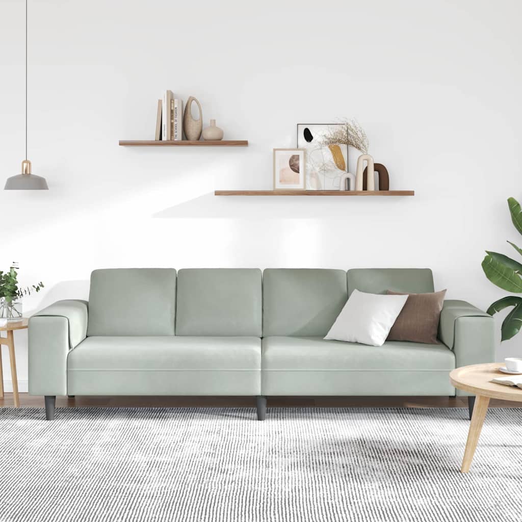 Sofa Set Hellgrau Samt