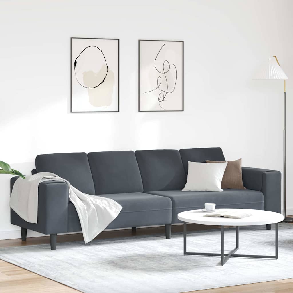 Sofa Set Dunkelgrau Samt
