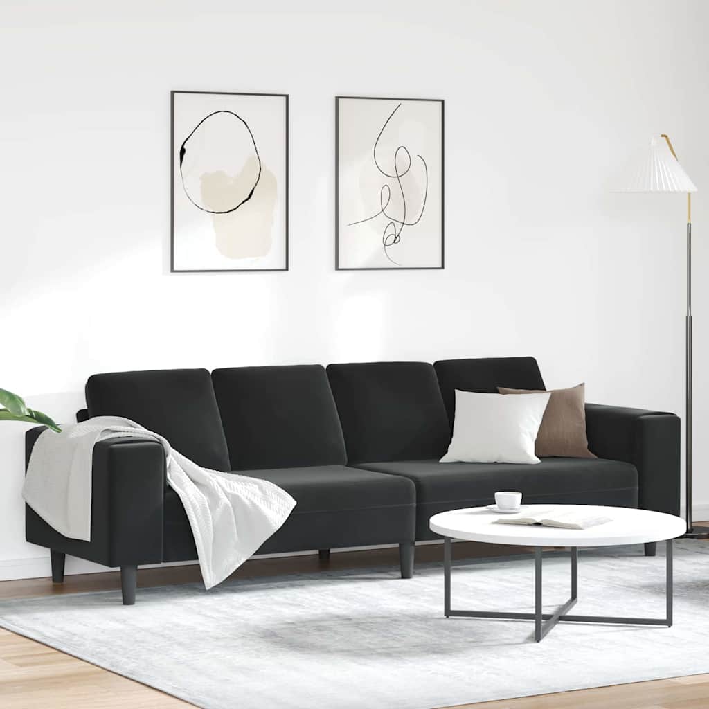 Sofa Set Schwarz Samt
