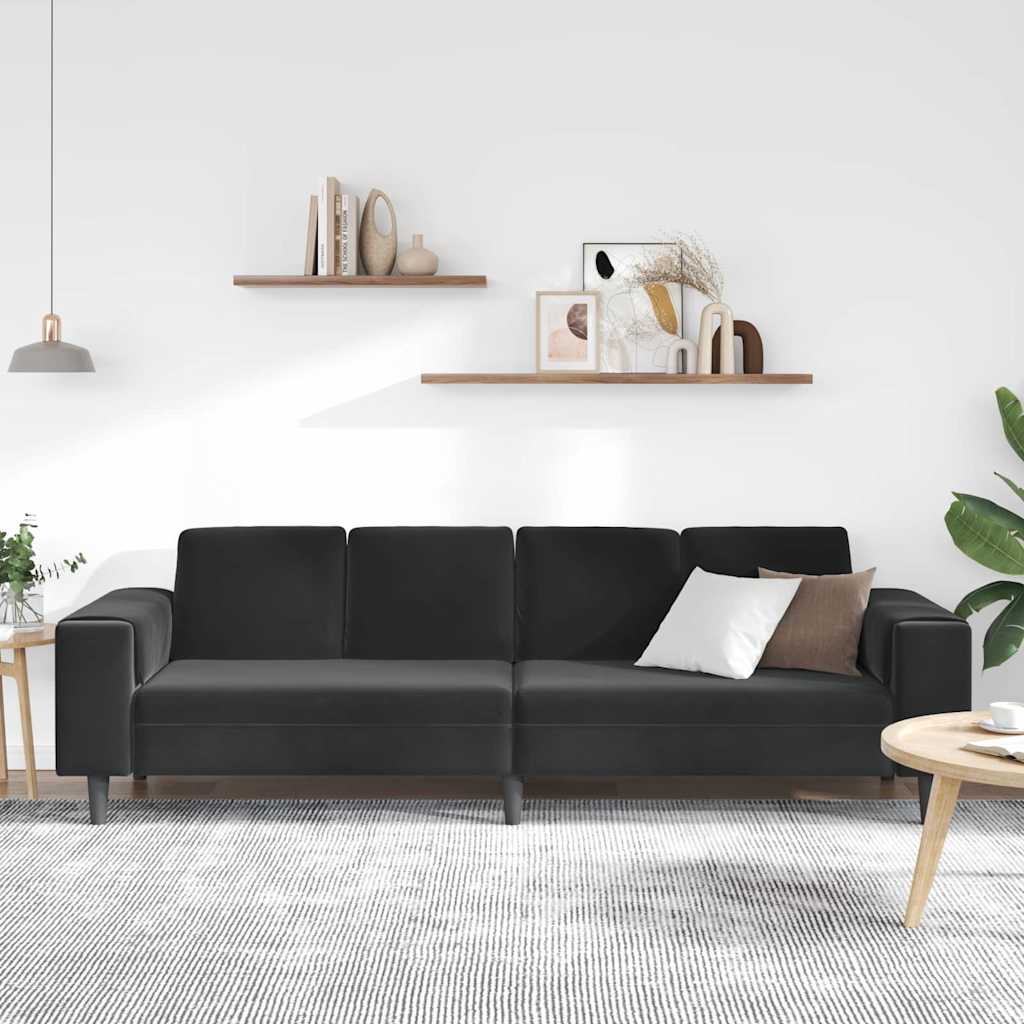 Sofa Set Schwarz Samt