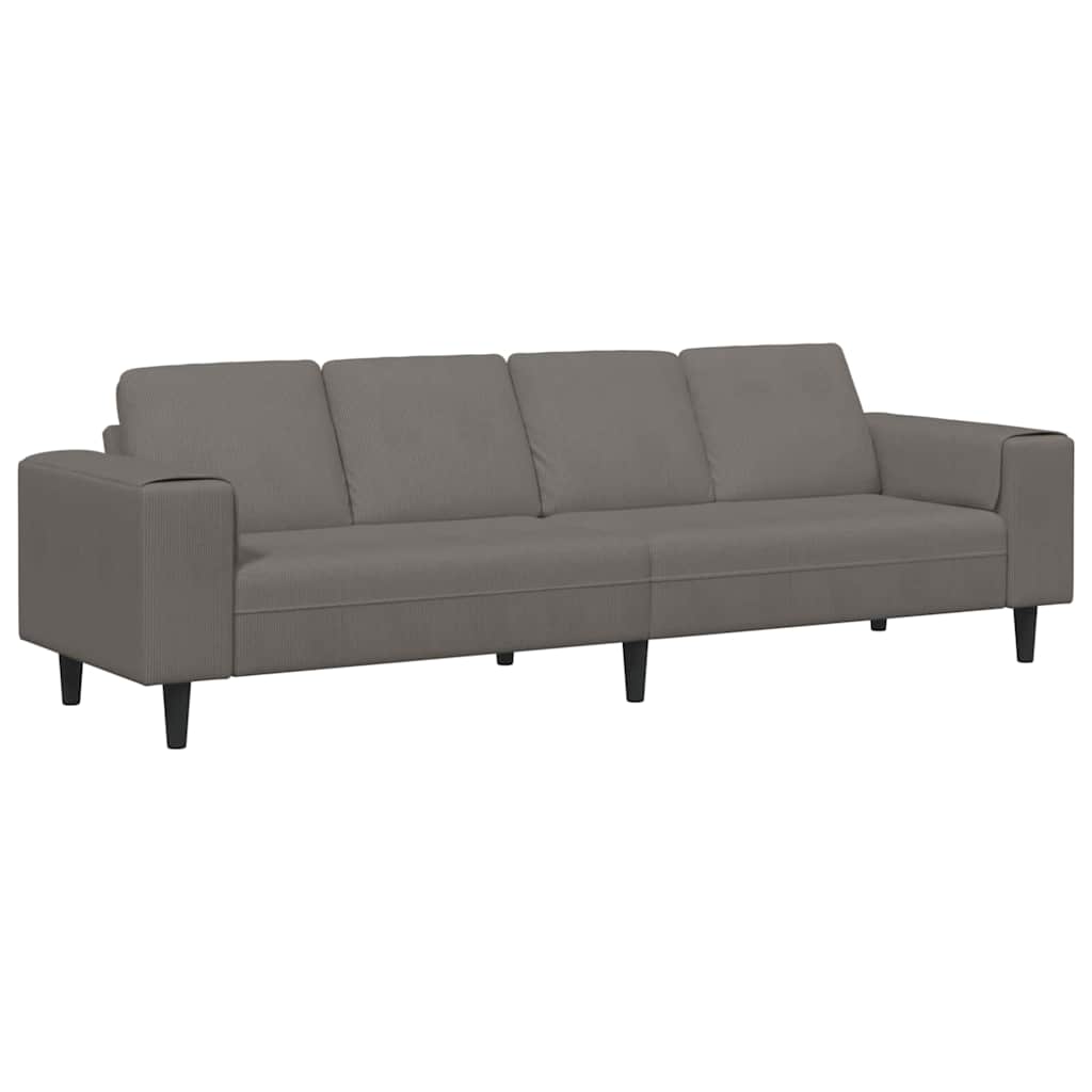 Stoffsofa mit Kissen Hellgrau 208 cm Cordstoff