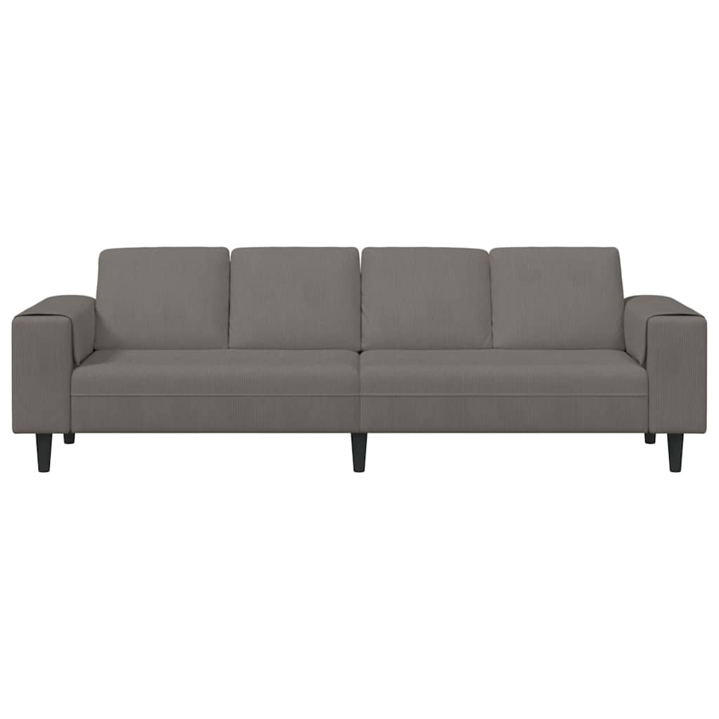 Stoffsofa mit Kissen Hellgrau 208 cm Cordstoff