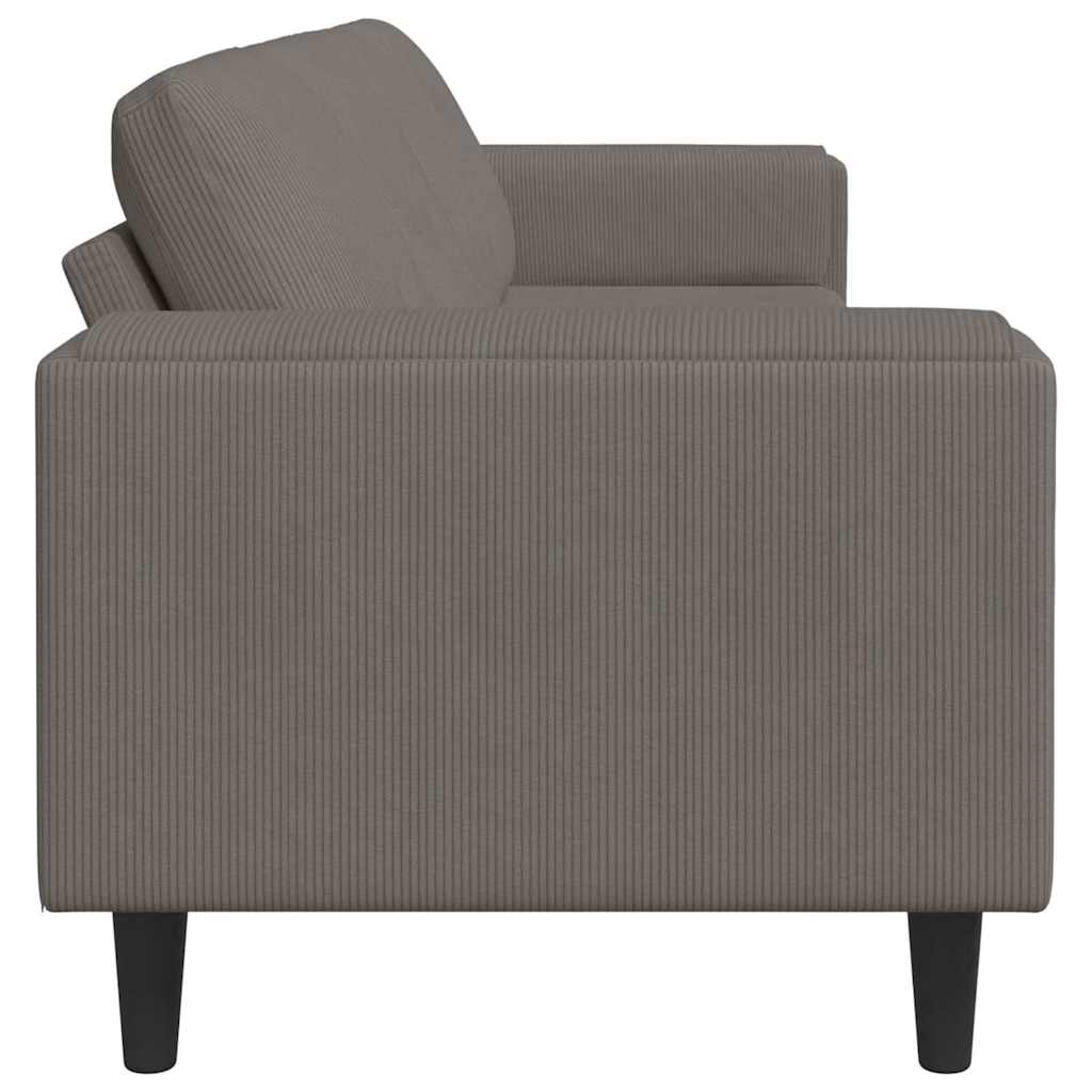Stoffsofa mit Kissen Hellgrau 208 cm Cordstoff