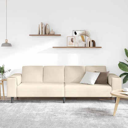 Stoffsofa mit Kissen Creme 208 cm Cordstoff