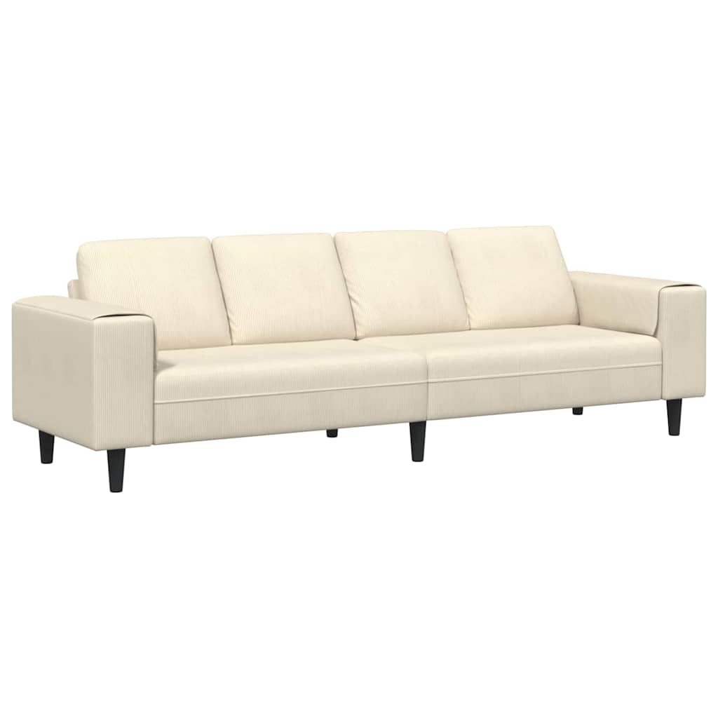 Stoffsofa mit Kissen Creme 208 cm Cordstoff