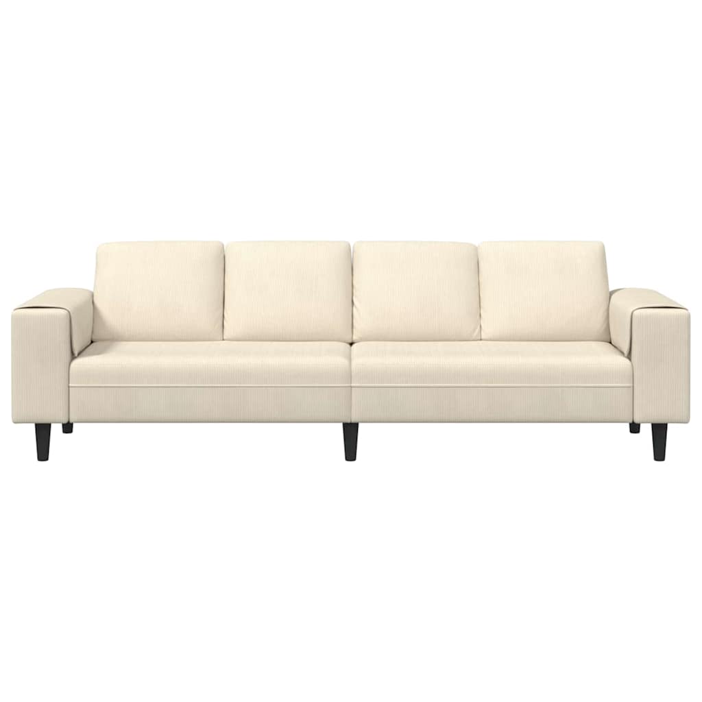 Stoffsofa mit Kissen Creme 208 cm Cordstoff