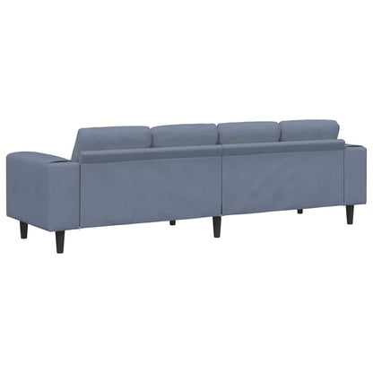 Stoffsofa mit Kissen Blau 208 cm Cordstoff