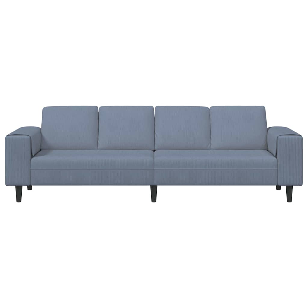 Stoffsofa mit Kissen Blau 208 cm Cordstoff
