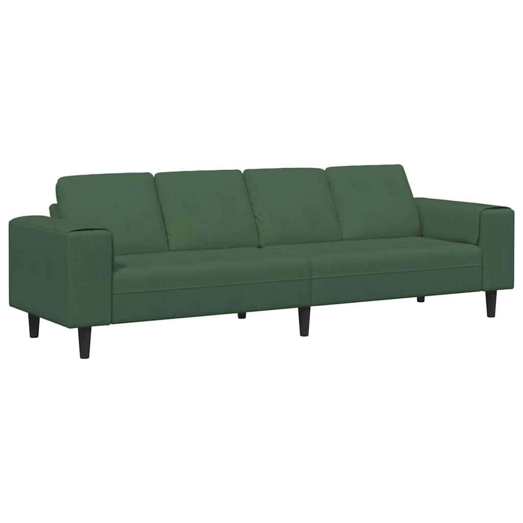 Stoffsofa mit Kissen Dunkelgrün 208 cm Cordstoff