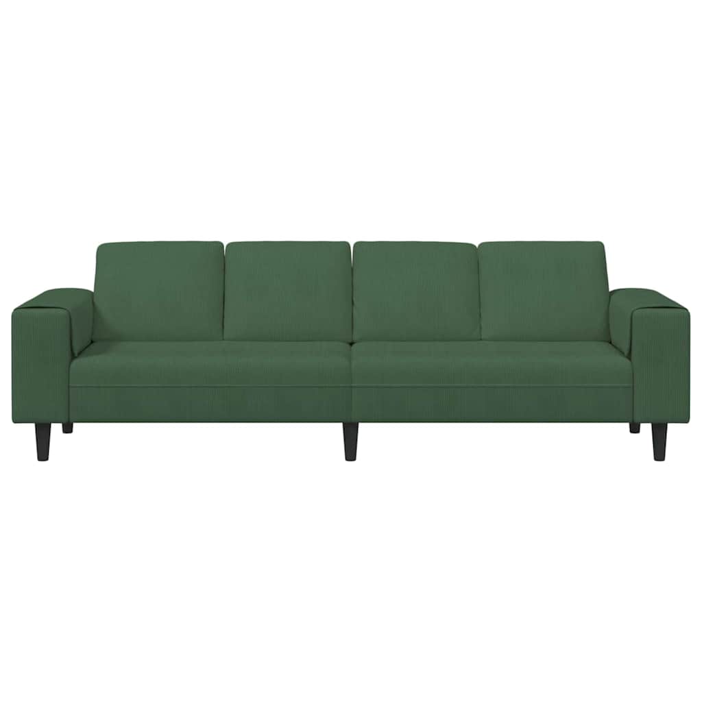 Stoffsofa mit Kissen Dunkelgrün 208 cm Cordstoff