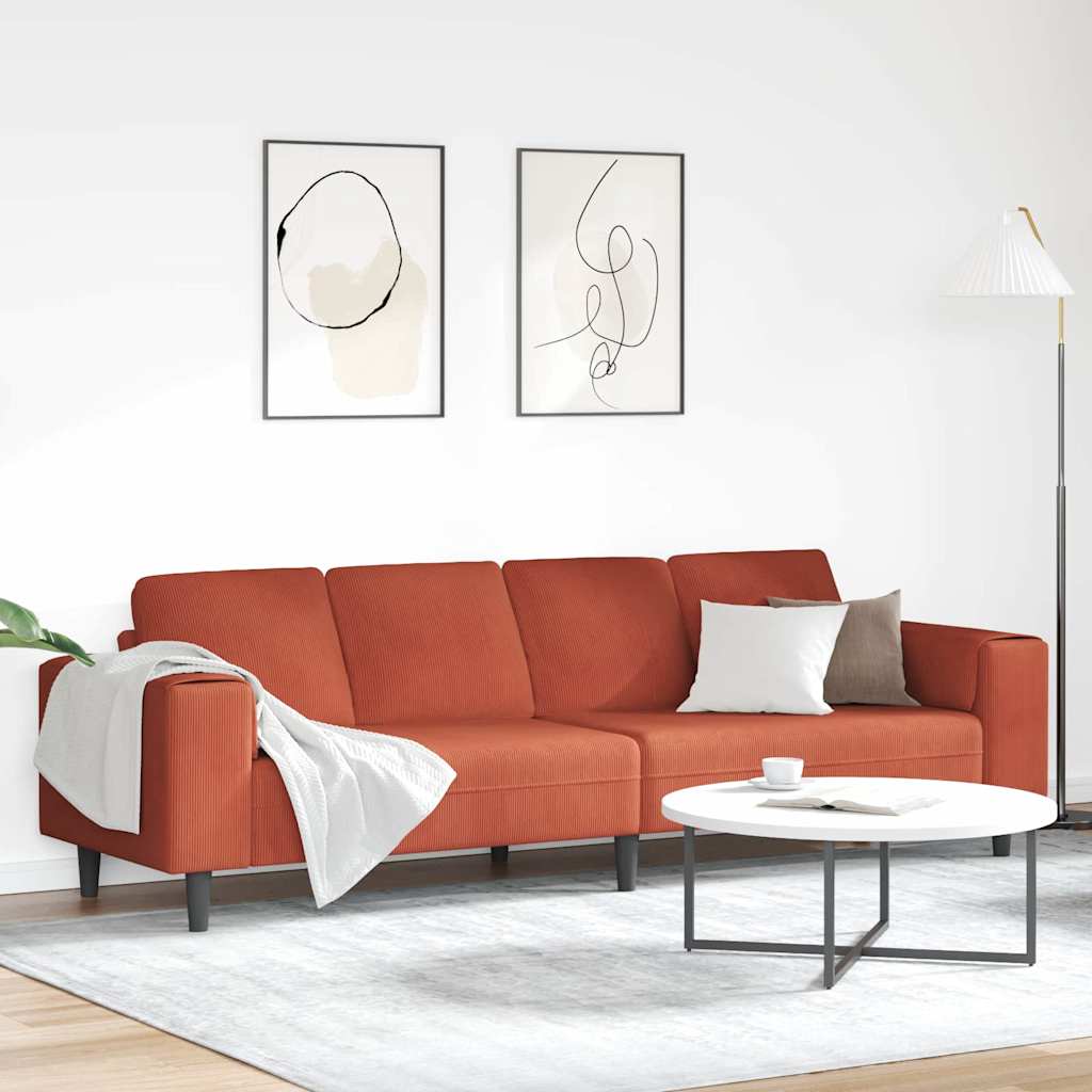 Stoffsofa mit Kissen Rot-Orange Cordstoff