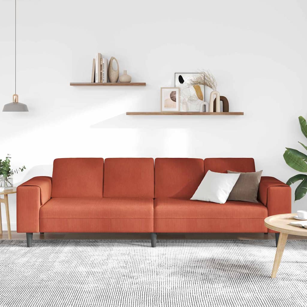 Stoffsofa mit Kissen Rot-Orange Cordstoff