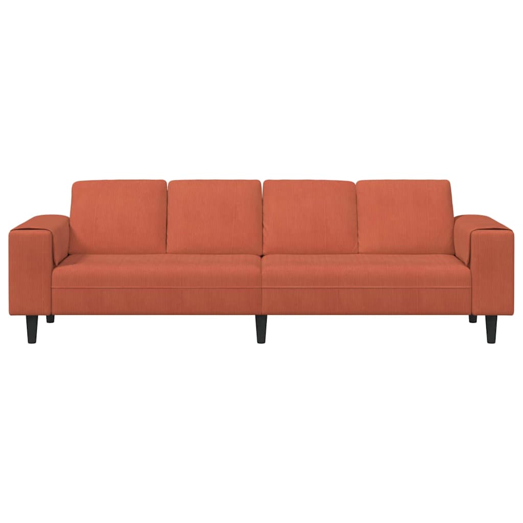 Stoffsofa mit Kissen Rot-Orange Cordstoff
