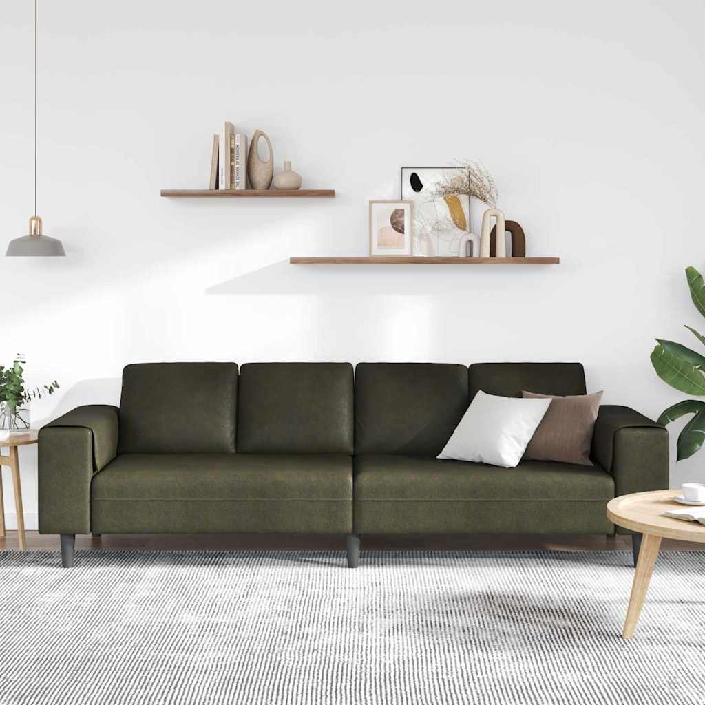 Sofa Set Armeegrün Faux Wildleder Armee Braun ohne Ottomane