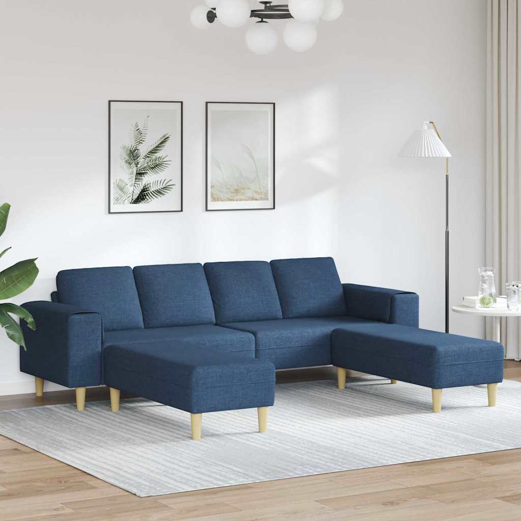 Sofa Set Blau Stoff