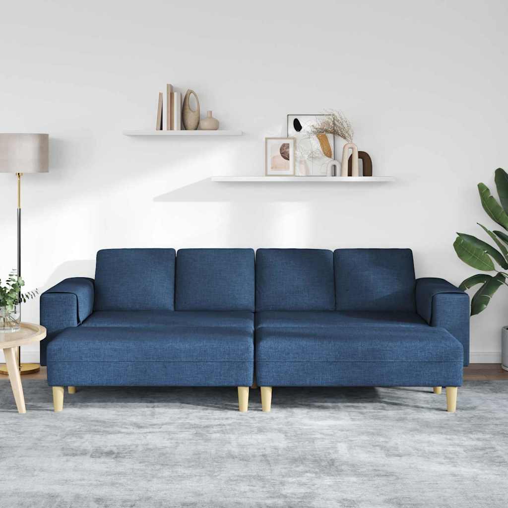 Sofa Set Blau Stoff