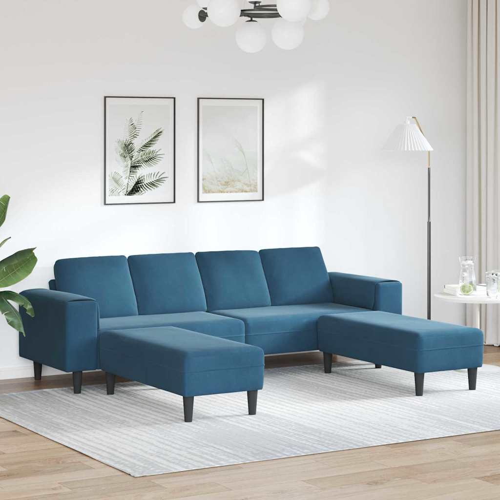 Sofa Set Blau Samt