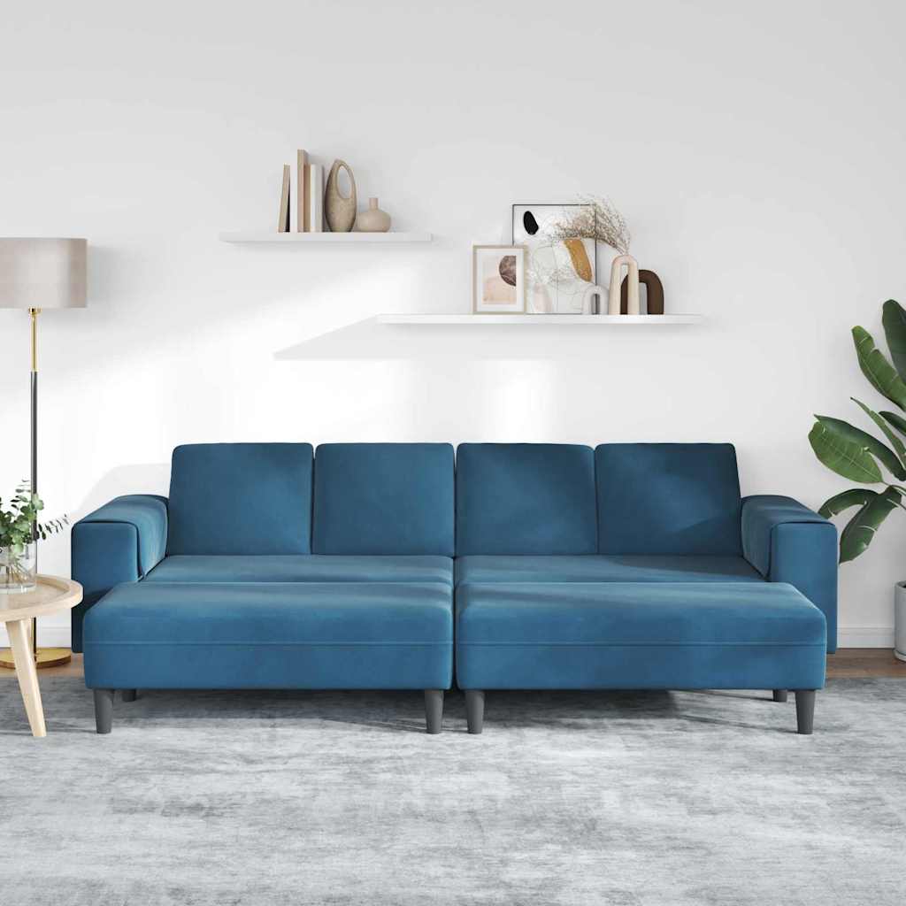 Sofa Set Blau Samt