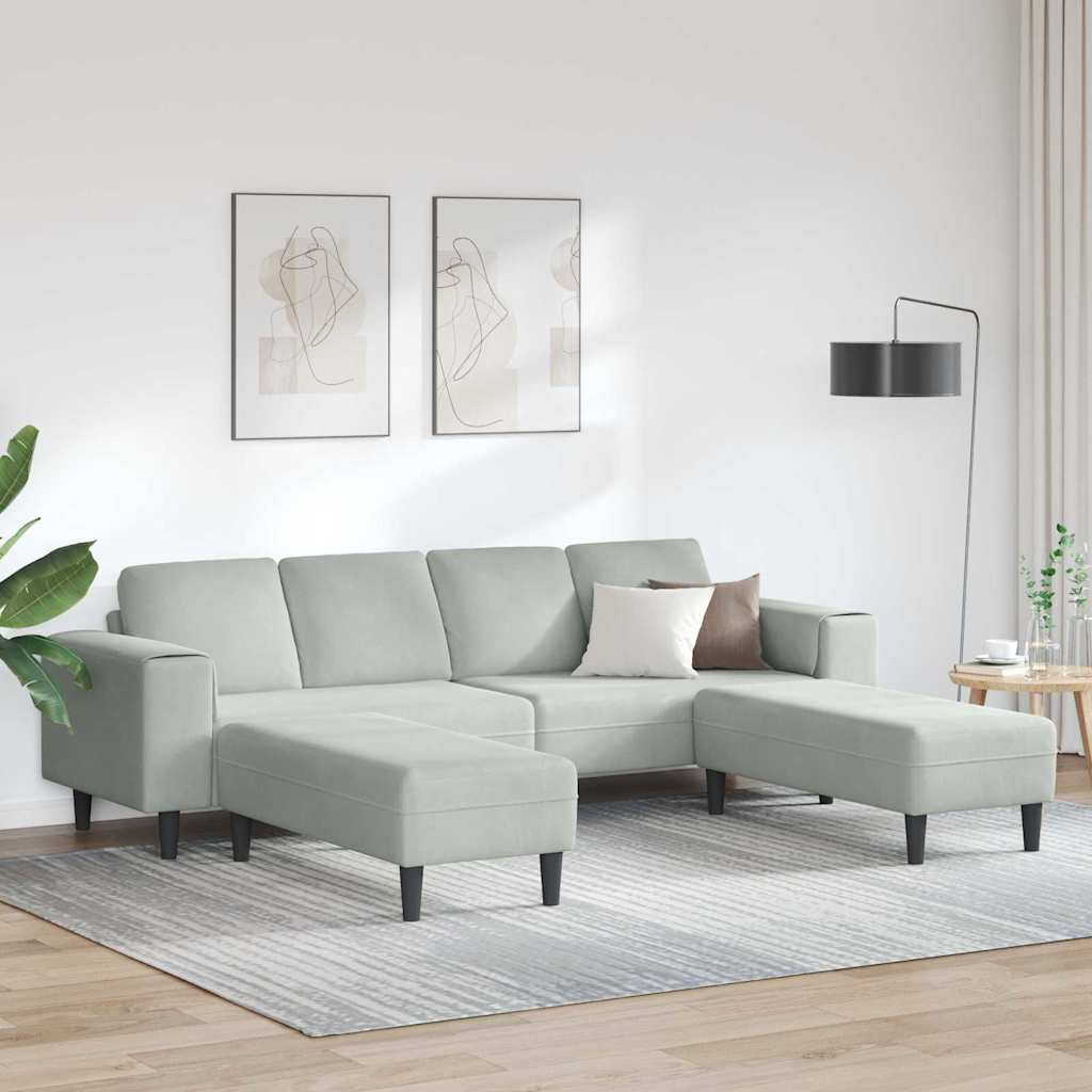 Sofa Set Hellgrau Samt