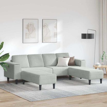Sofa Set Hellgrau Samt