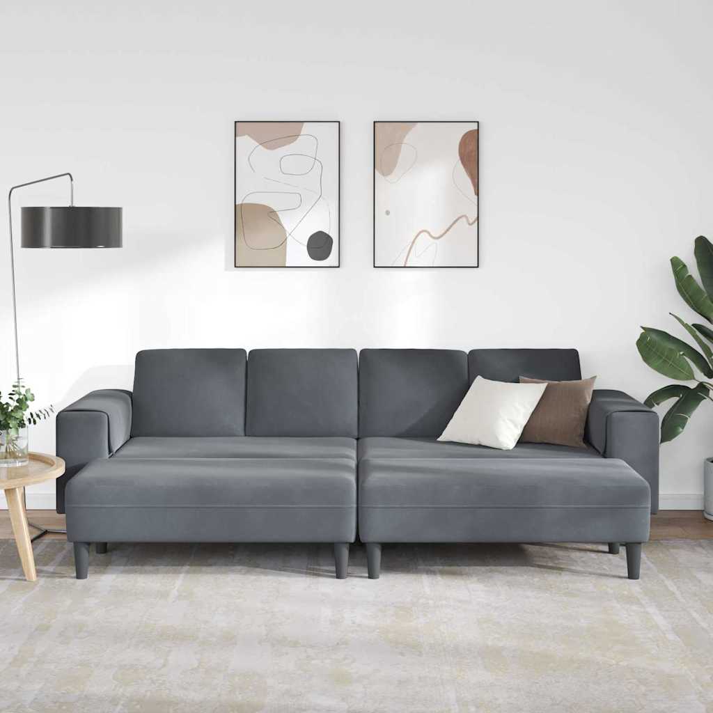 Sofa Set Dunkelgrau Samt