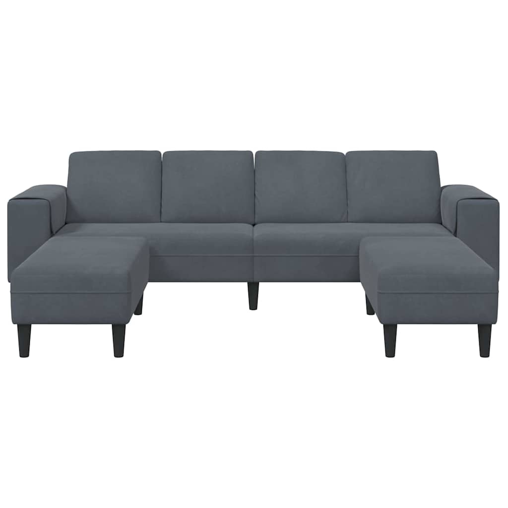 Sofa Set Dunkelgrau Samt