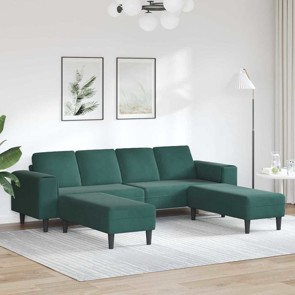 Sofa Set Dunkelgrün Samt
