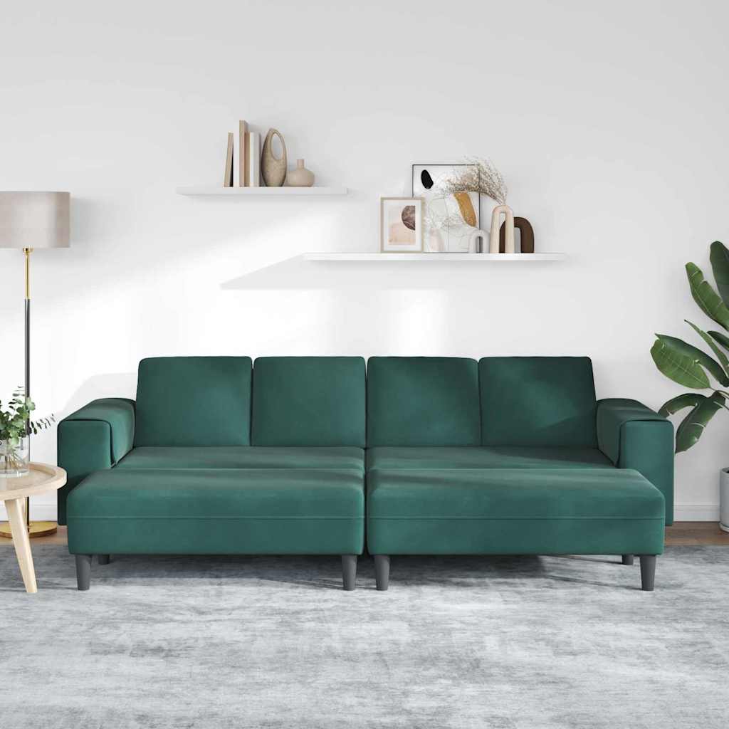 Sofa Set Dunkelgrün Samt
