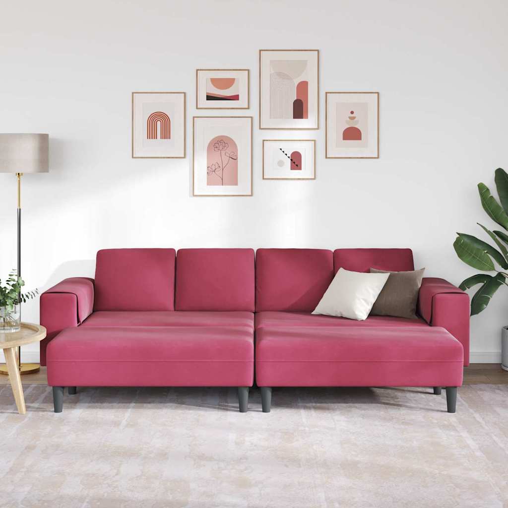 Sofa Set Weinrot Samt