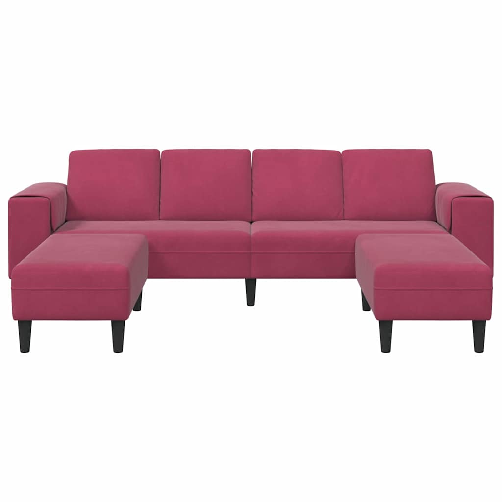 Sofa Set Weinrot Samt