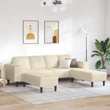 Stoffsofa mit Kissen Creme 208 cm Cordstoff